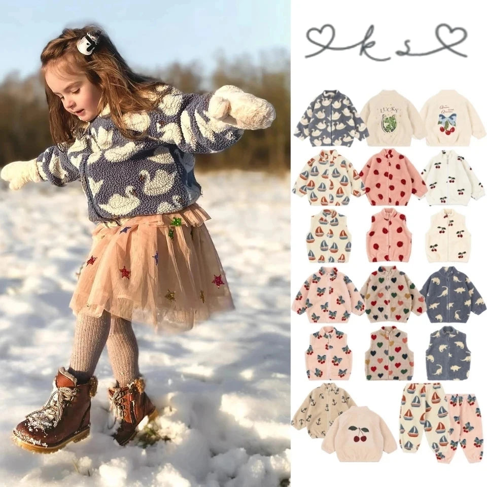 Premium Lambswool Kids Winter Jacket | Warm Cherry Coat | GLOMEXIA