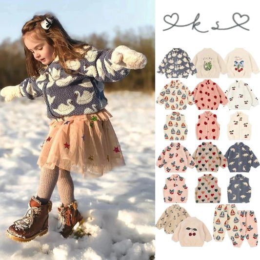Premium Lambswool Kids Winter Jacket | Warm Cherry Coat | GLOMEXIA