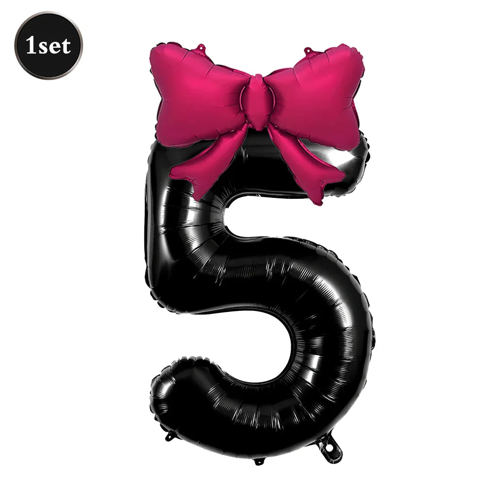 Large Bow Number Foil Birthday Balloon
