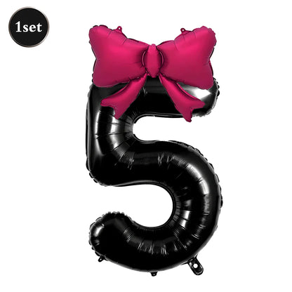 Large Bow Number Foil Birthday Balloon
