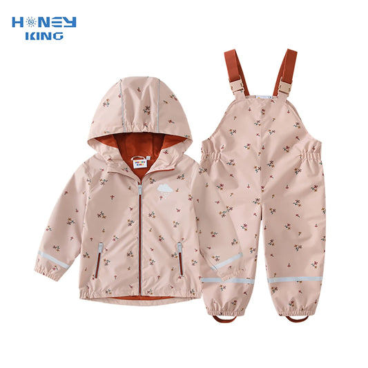 Kids Waterproof Raincoat Overalls Set