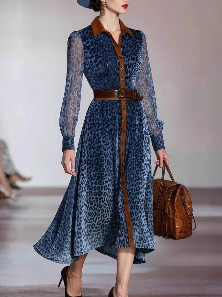 🐆 Leopard Print Vintage Long Dress