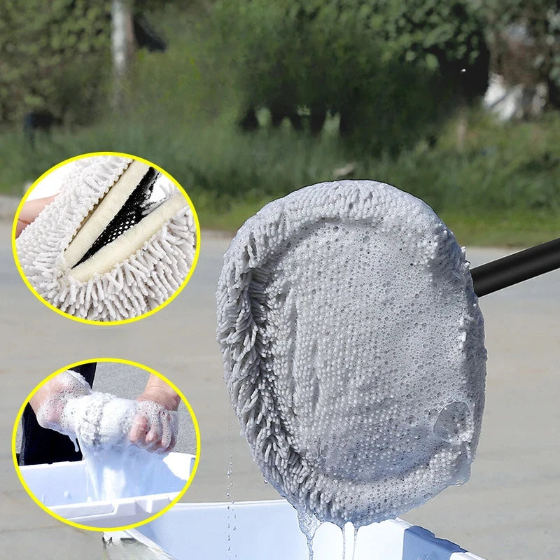 Premium Telescopic Car Wash Brush with Soft Chenille Mop