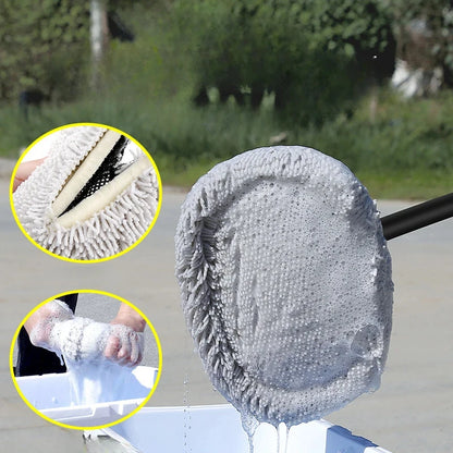 Premium Telescopic Car Wash Brush with Soft Chenille Mop