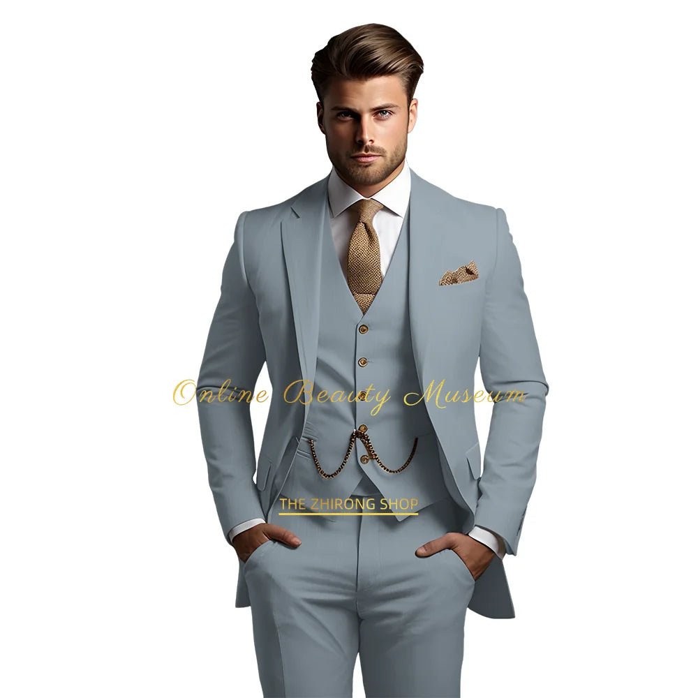 🤵 Men’s Wedding Banquet Suit – Classic Single Breasted Formal Set