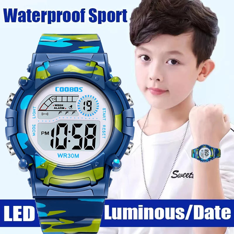 ⌚ Camouflage Digital LED Watch for Kids 🟢🕒