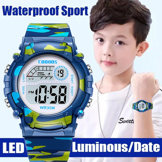 ⌚ Camouflage Digital LED Watch for Kids 🟢🕒