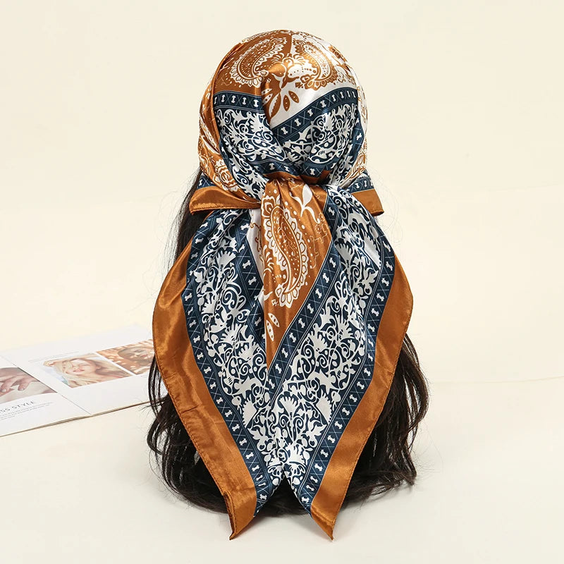 Premium 90x90 Paisley Fashion Scarf | Women Headband | GLOMEXIA