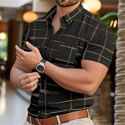 Men’s Luxury Short Sleeve Social Party Shirt