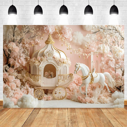 Princess Carriage Birthday Photography Backdrop