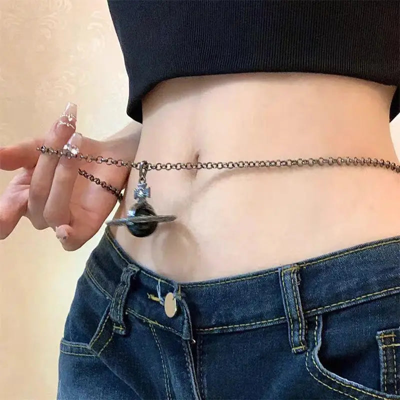 Premium Saturn Waist Chain Belt – Elegant Geometric Body Jewelry