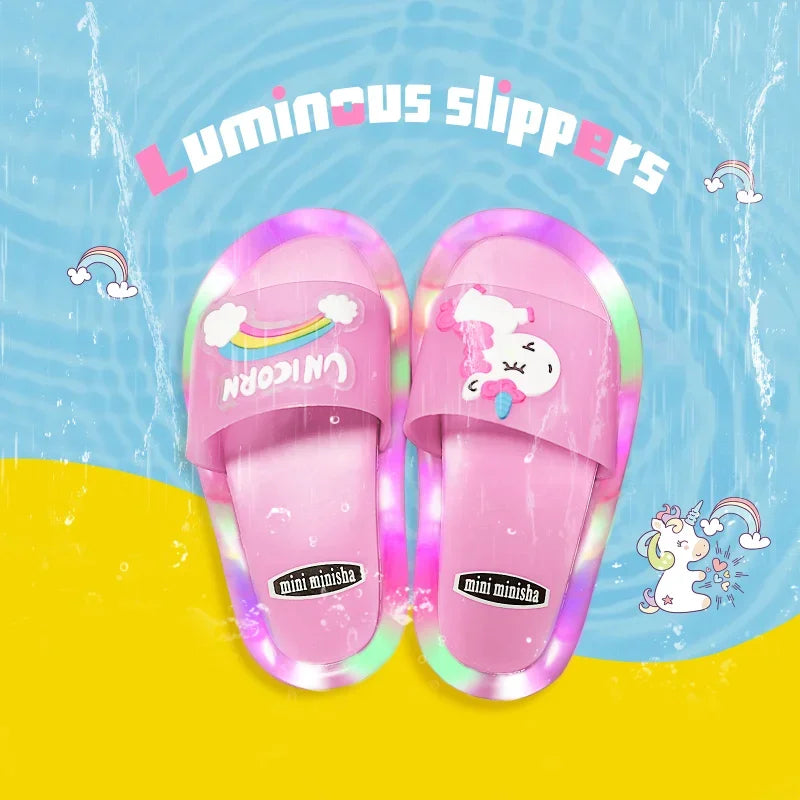 Kids Cartoon Light Slippers 🦄✨