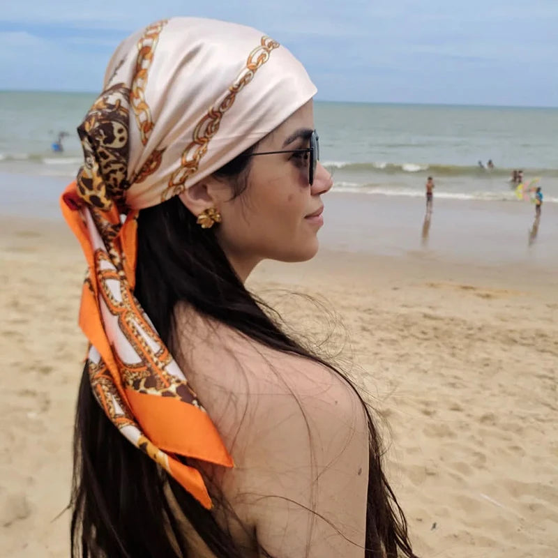Premium 90x90 Paisley Fashion Scarf | Women Headband | GLOMEXIA