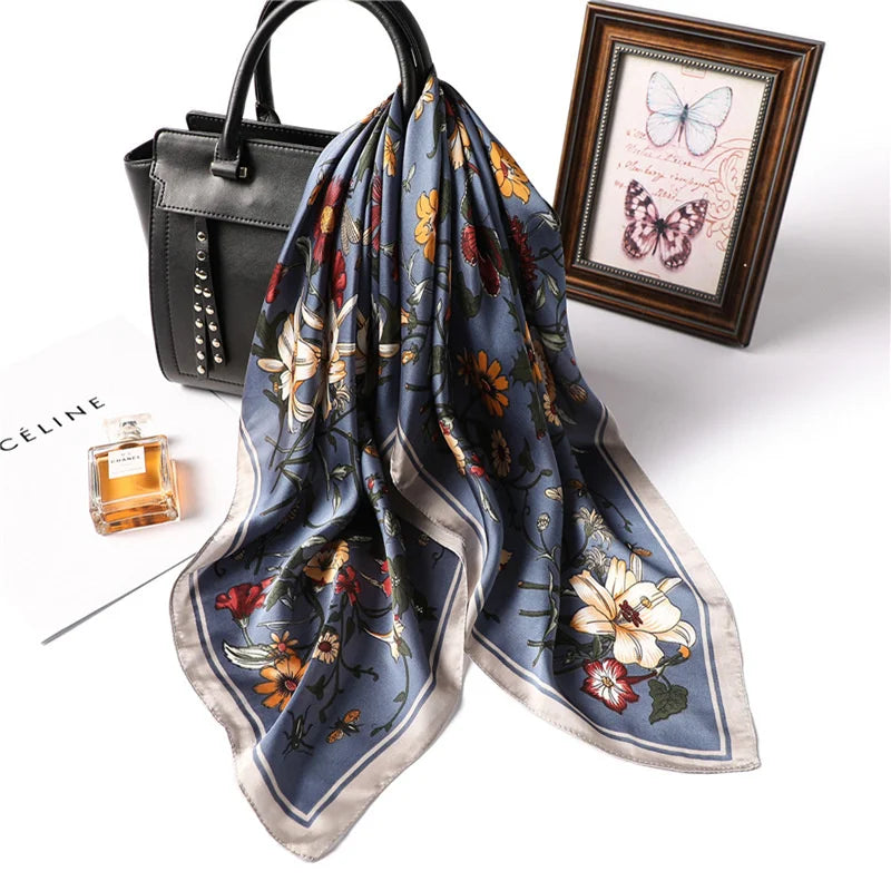 Women’s Luxury Floral Printed Silk Scarf