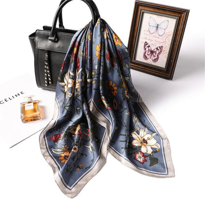 Women’s Luxury Floral Printed Silk Scarf