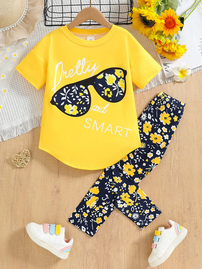 Premium Girls Cartoon Summer Clothing Set – Short Sleeve & Shorts