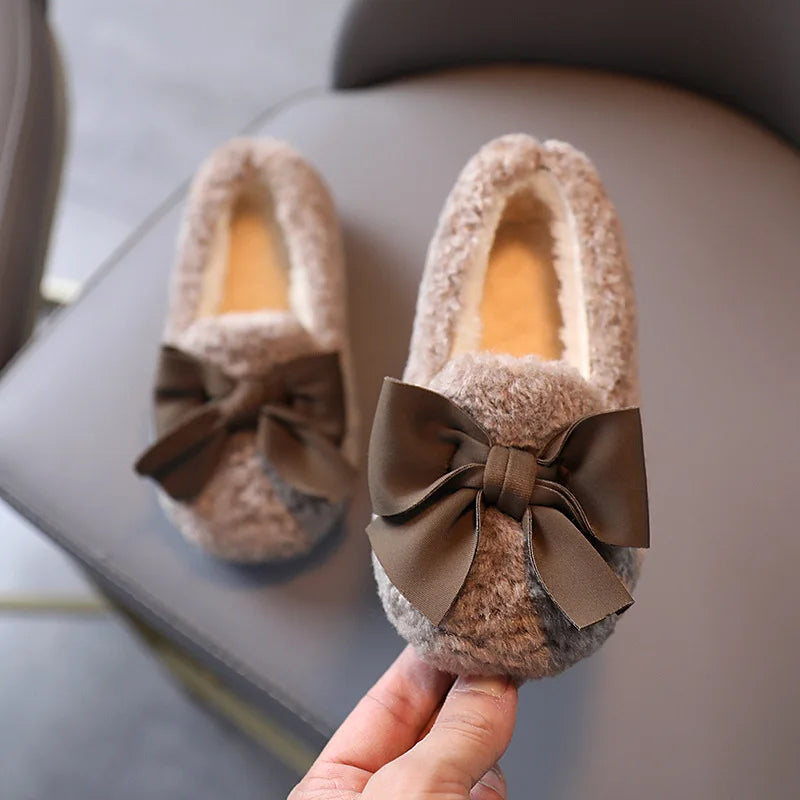 Glomexia Girls Winter Fur Loafers 🎀 | Warm Princess Flats
