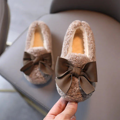 Glomexia Girls Winter Fur Loafers 🎀 | Warm Princess Flats