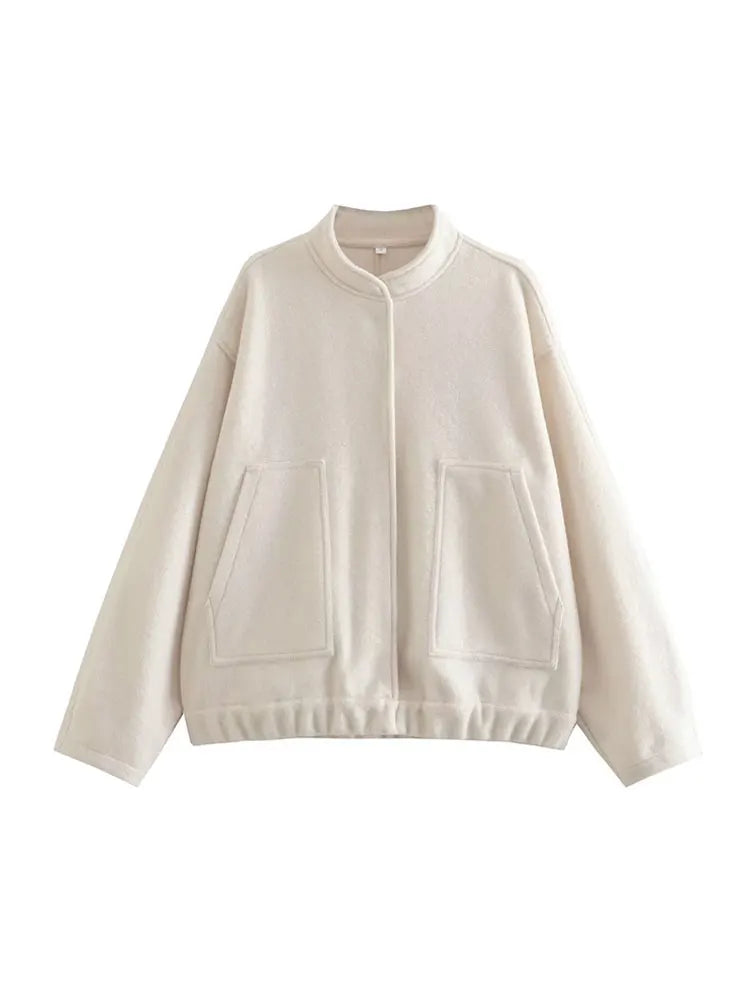 Women Oversized Bomber Jacket 🖤 | Vintage Snap Button Coat