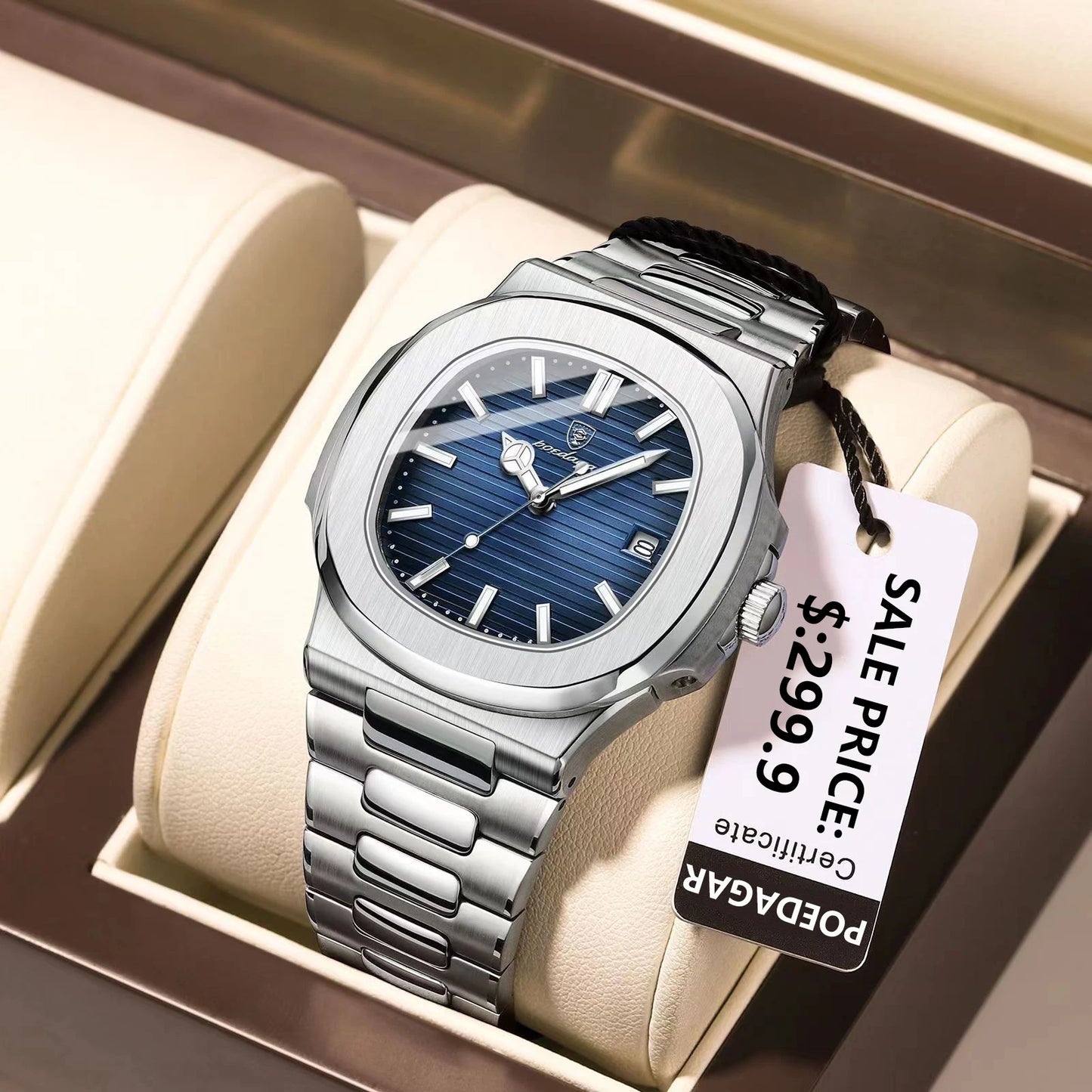 ⌚ POEDAGAR Square Quartz Watch for Men