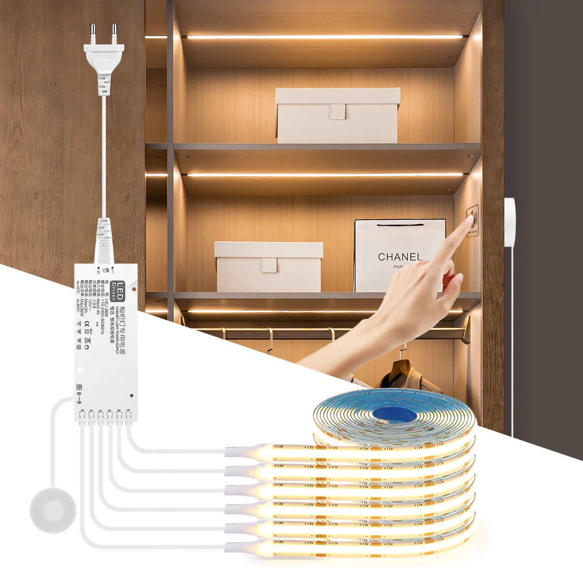 💡✋ Dimmable COB LED Cabinet Light | Touch & Motion ✨