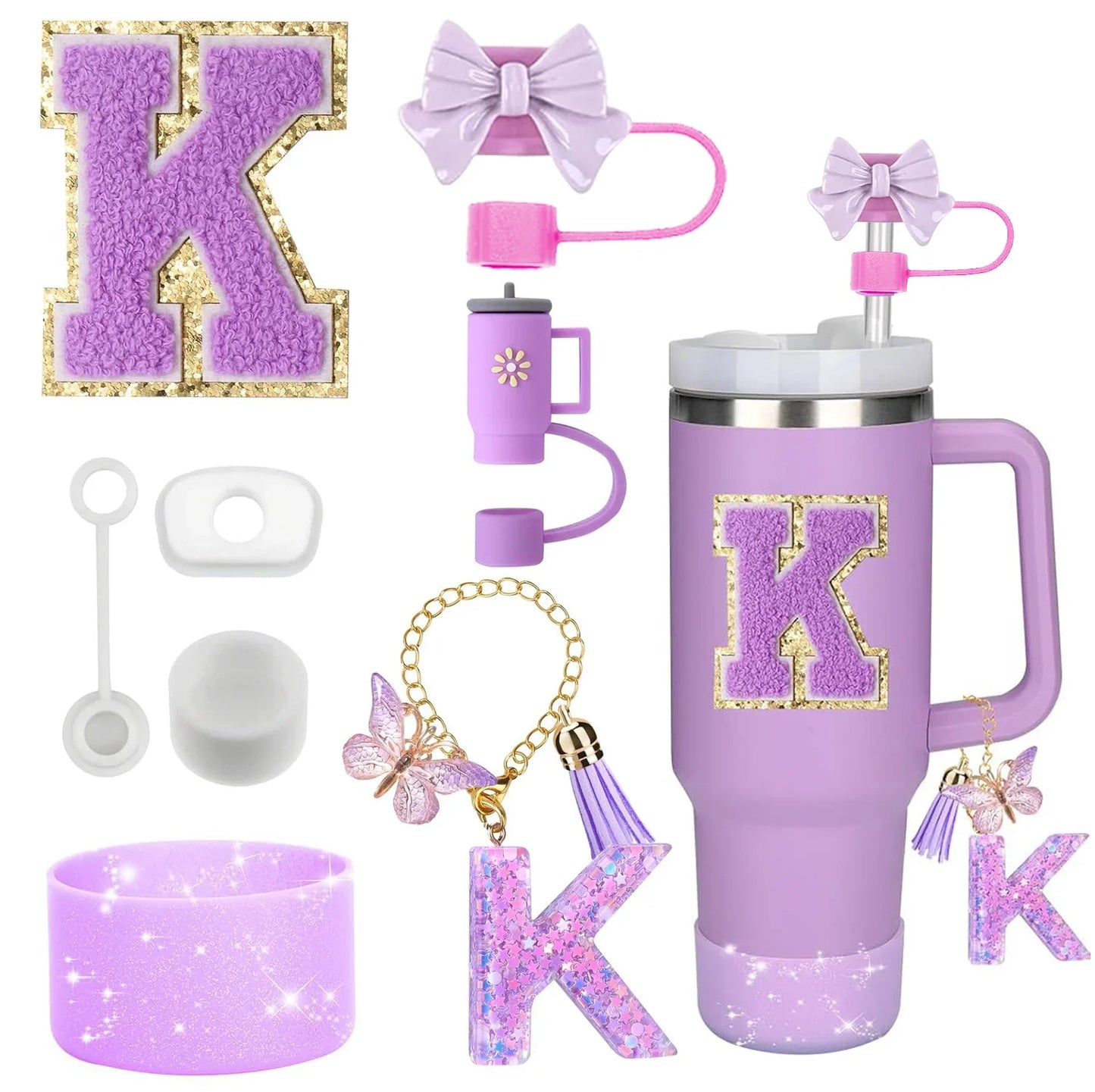 🥤 ✨ Glomexia 8-Piece Tumbler Accessories Set (Purple)