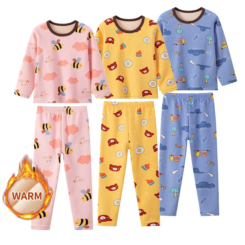 🧸 Kids Winter Print Pajama Set – Soft Full Sleeve Sleepwear