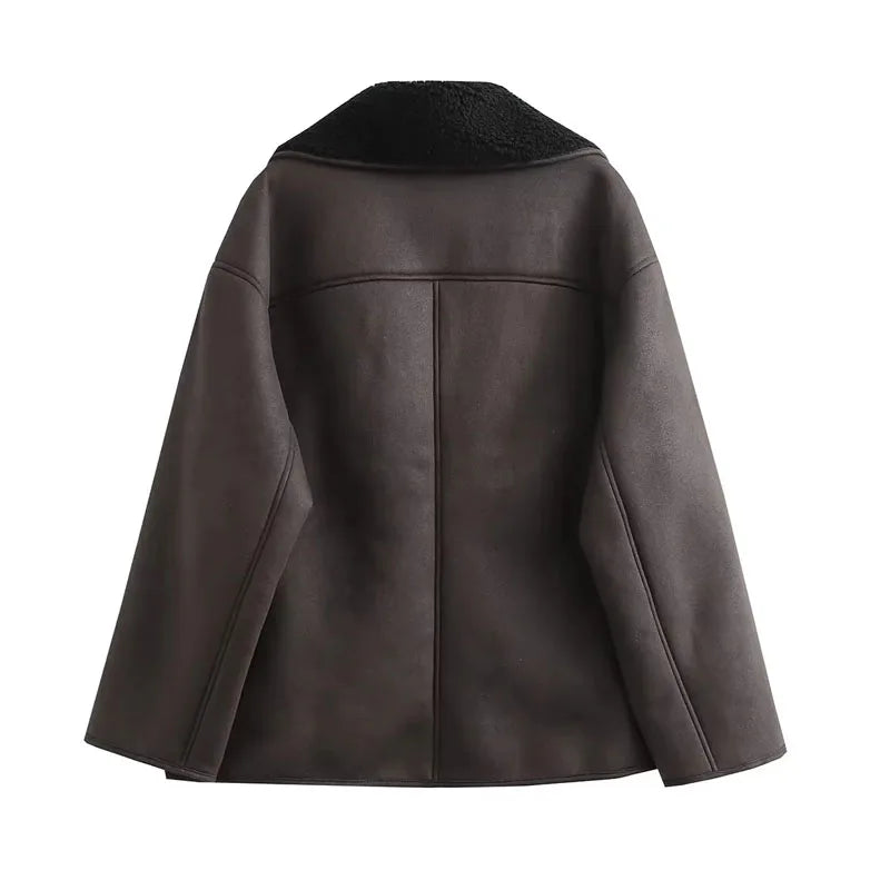 Women’s Faux Leather Plush Jacket 🖤 | Winter Warm Coat