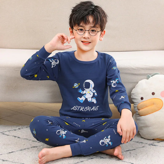 🧸 Boys Cartoon Cotton Pajama Set – Full Sleeve Nightwear