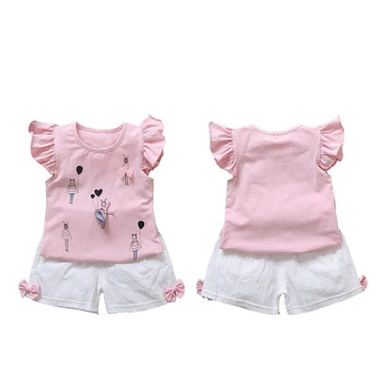 Girls Summer Ruffle T-Shirt & Pants 2-Piece Set
