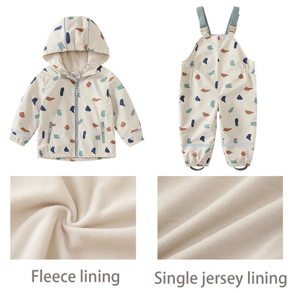 Kids Waterproof Raincoat Overalls Set