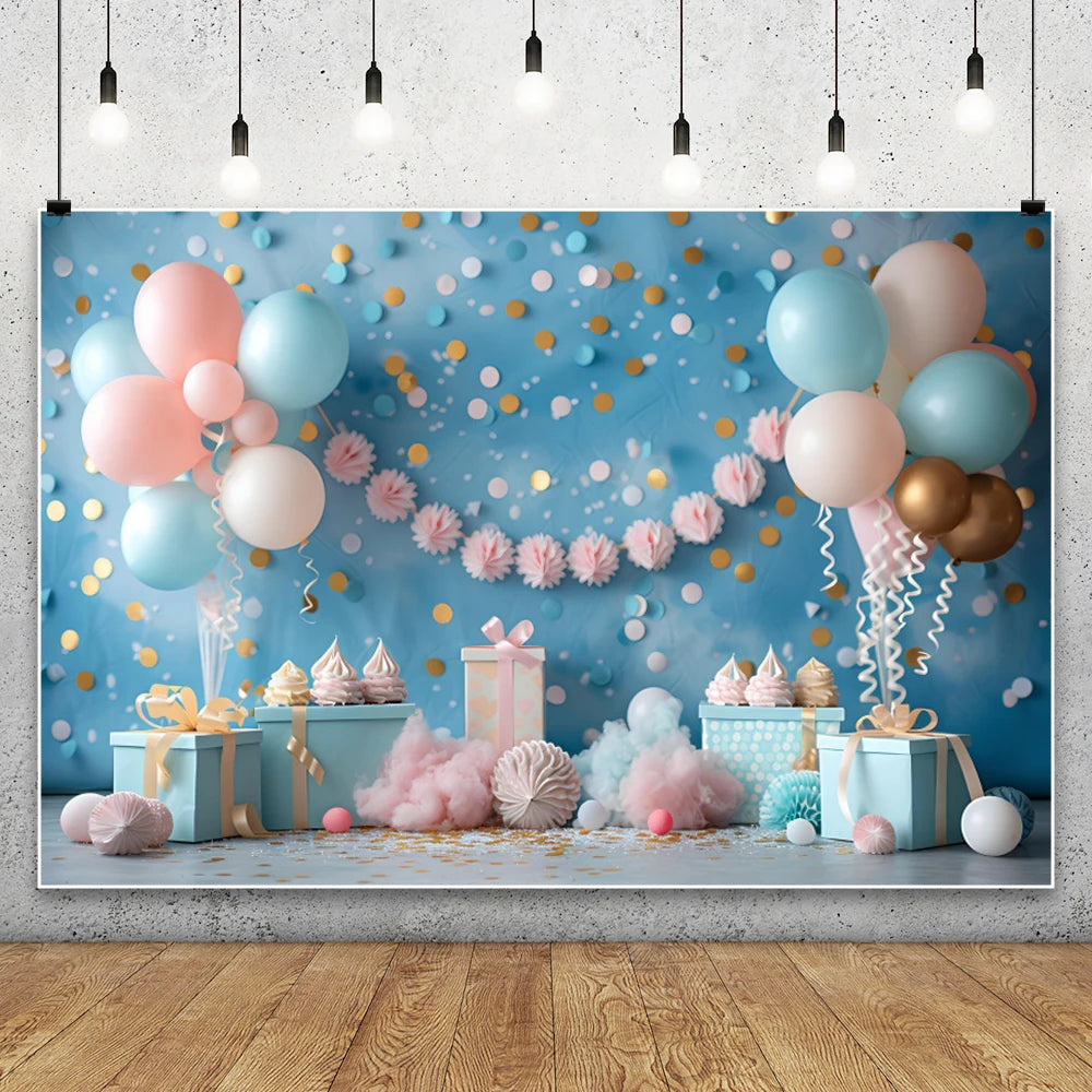 Blue Starry Sky Baby Shower & Birthday Backdrop | Cloud & Moon Party Photo Background
