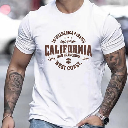 Men’s 100% Cotton California Print Casual T-Shirt
