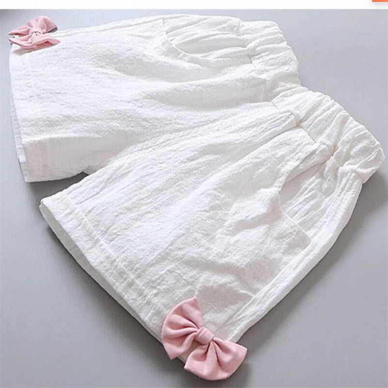 Girls Summer Ruffle T-Shirt & Pants 2-Piece Set