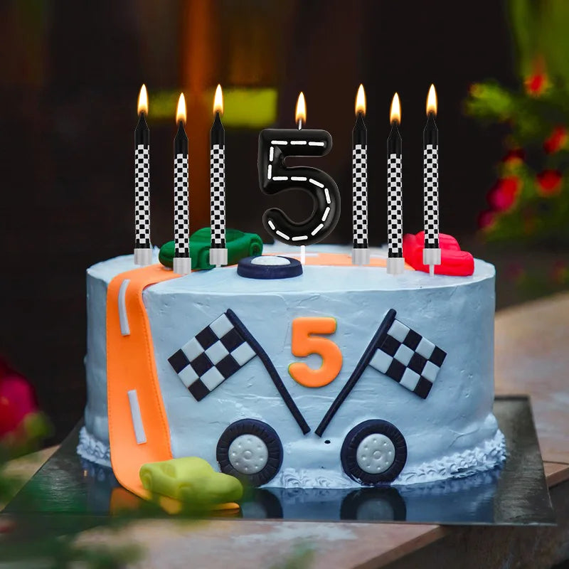 7pcs Racing Cars Birthday Number Candle Set – Cake Topper Decoration