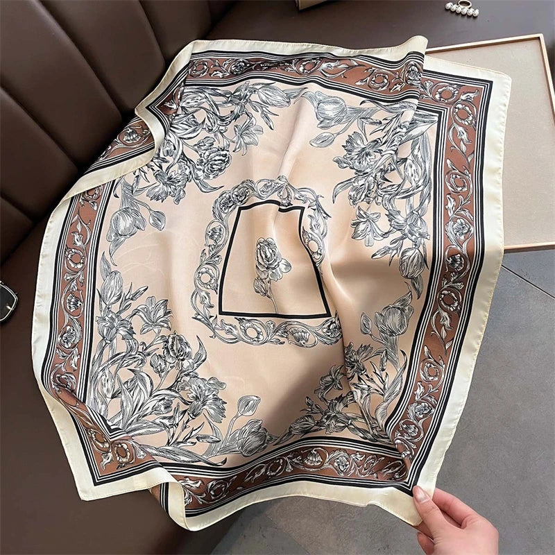Women’s Luxury Floral Printed Silk Scarf