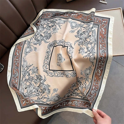 Women’s Luxury Floral Printed Silk Scarf