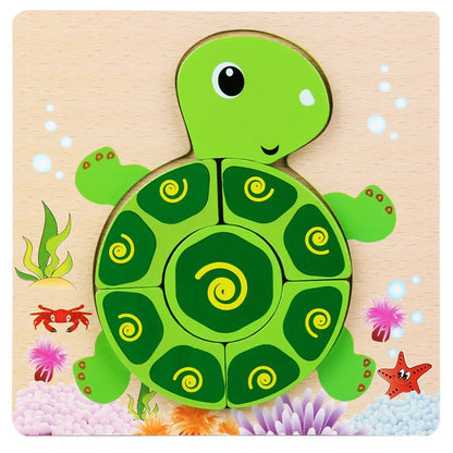 Wooden 3D Cartoon Animal Puzzle Toy