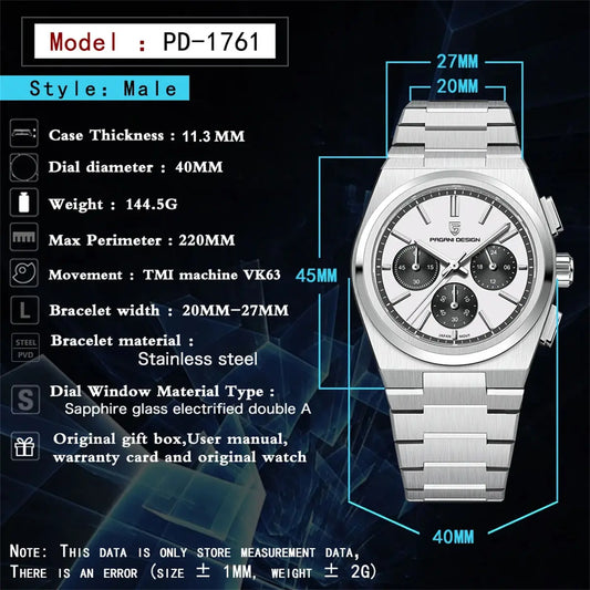 ⌚ Pagani Design PD1761 Quartz Chronograph Watch