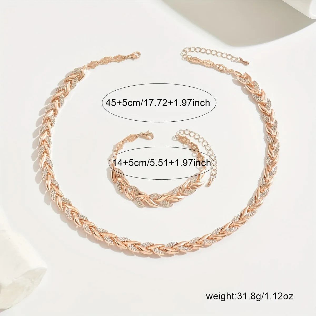 Premium Rhinestone Fish Tail Necklace Set – Elegant Jewelry
