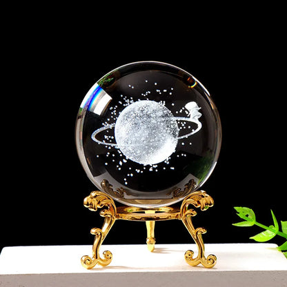 3D Solar System Crystal Ball with Stand