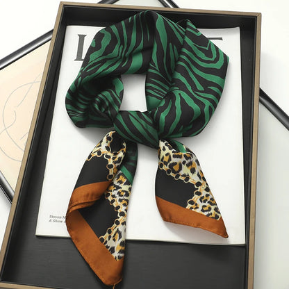 Women’s Luxury Cat Print Silk Square Scarf (70cm)