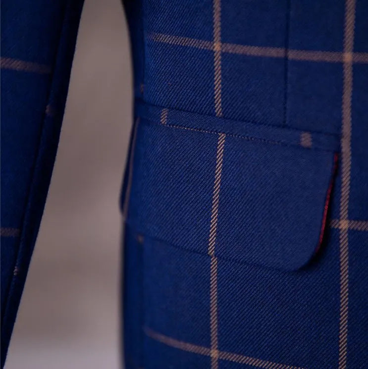 🤵 Kids Formal Plaid Suit Set – Wedding & Party Blazer Outfit (7–13Y)