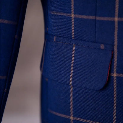 🤵 Kids Formal Plaid Suit Set – Wedding & Party Blazer Outfit (7–13Y)