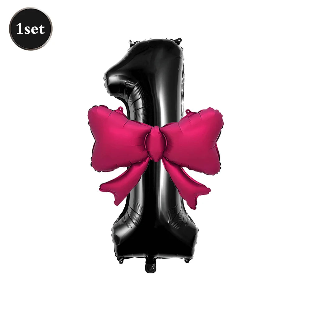 Large Bow Number Foil Birthday Balloon