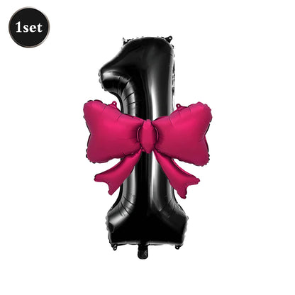 Large Bow Number Foil Birthday Balloon