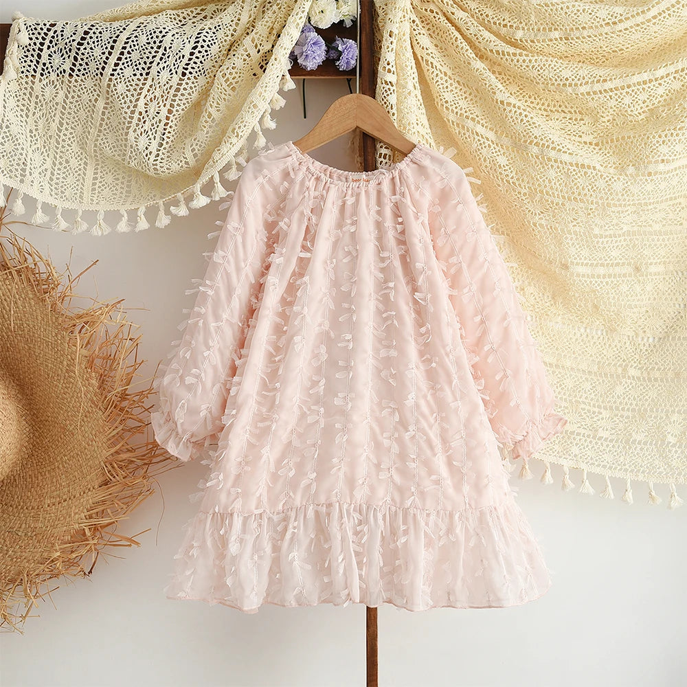 Premium Girls Doll Neck Flower Print Princess Dress