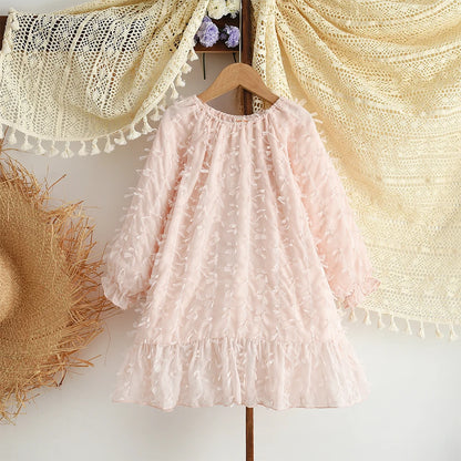 Premium Girls Doll Neck Flower Print Princess Dress