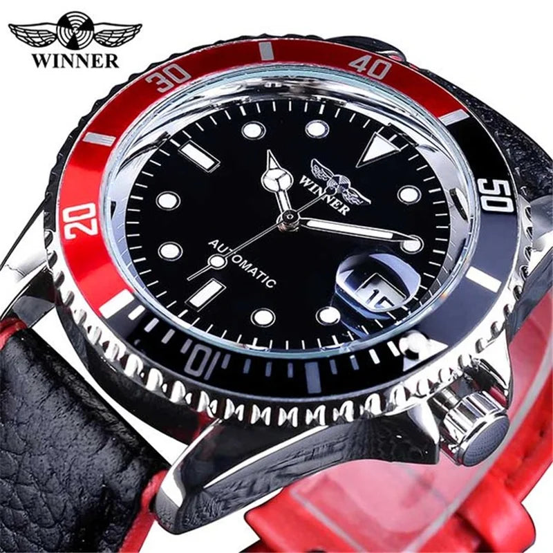 ⌚ WINNER 002 Automatic Mechanical Men’s Watch – Luminous Date Luxury Style ✨