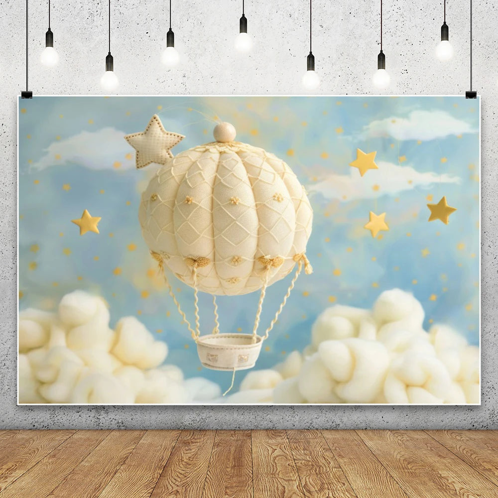 Blue Starry Sky Baby Shower & Birthday Backdrop | Cloud & Moon Party Photo Background